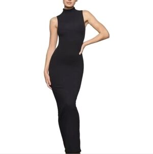 Skims Fits Everybody Sleeveless Mock Neck Dress Onyx Medium NWOT